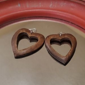Wooden heart earrings